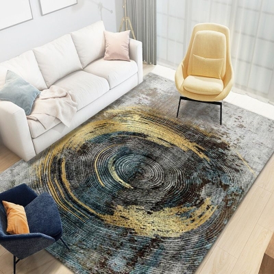 Tappeto moderno grigio Tappeto per interni con grafica in poliestere Tappeto lavabile per salotto