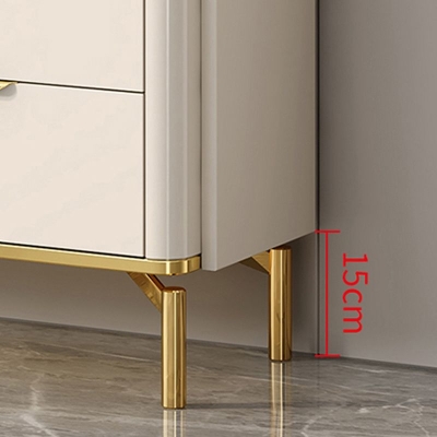 Glam Stone Truhe Schlafzimmer-Aufbewahrungskommode in Wei&szlig; mit Metallbeinen