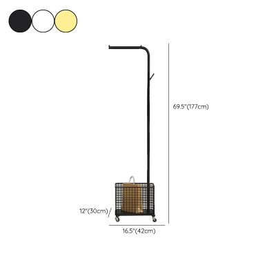 Moderne Korbaufbewahrung, Kleiderb&uuml;gel, Rollendetail, Metallgarderobe f&uuml;r das Wohnzimmer