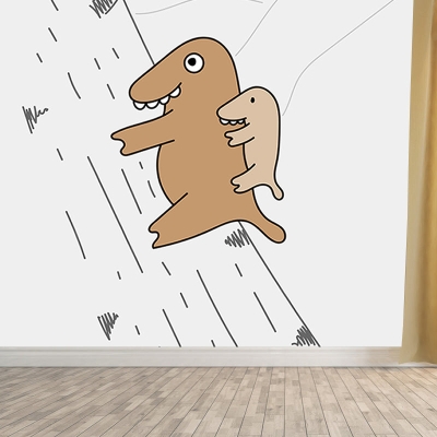 Illustrazione Carta da parati murale ecologica con animali dei cartoni animati Carta da parati per interni