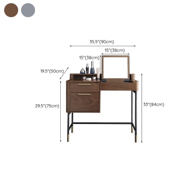 Vanity moderno in legno singolo Flip con sgabello imbottito e specchio illuminato