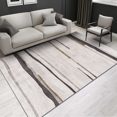 Tappeto moderno beige Tappeto in linea di poliestere Tappeto con supporto antiscivolo per salotto