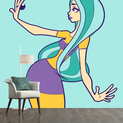Illustrazione della carta da parati murale con personaggi dei cartoni animati Decorazione murale per interni