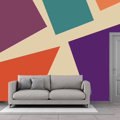 Carta da parati murale con geometria astratta Carta da parati ecologica per camera da letto
