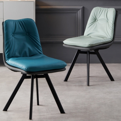 Sedia da pranzo imbottita in stile moderno con base in metallo