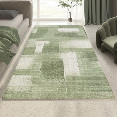 Tappeto a righe casual Tappeto lavabile in poliestere verde per salotto