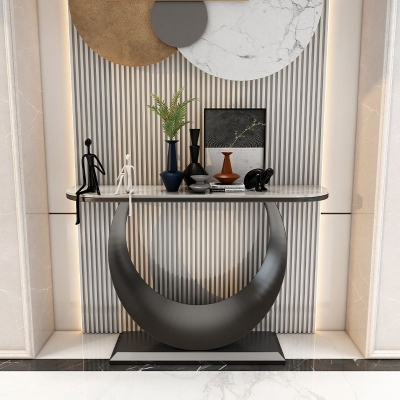 Console con piedistallo Hall Glam Half Moon resistente ai graffi e alle macchie