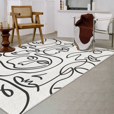 Tappeto linea astratta color albicocca Tappeto moderno in poliestere Tappeto lavabile per salotto