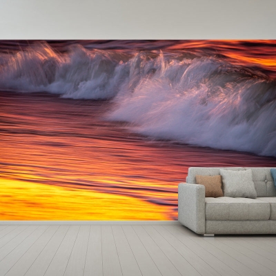 Carta da parati decorativa fotografica murale con onde del mare per interni