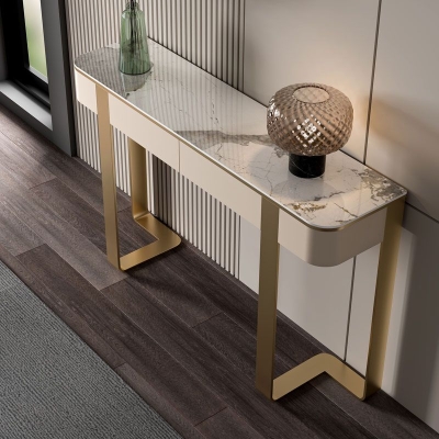 Stone Half Moon Konsolentisch Glam 33,46 Zoll hoher Akzenttisch