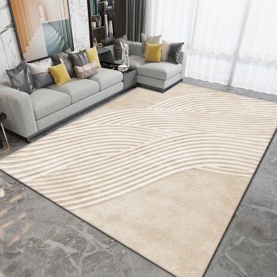 Tappeto geometrico per interni color albicocca Tappeto moderno in poliestere Tappeto lavabile per salotto