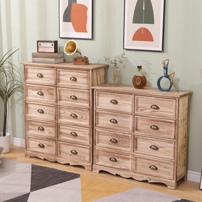 Aufbewahrungstruhe im traditionellen Stil f&uuml;r Schlafzimmer, vertikale Aufbewahrungstruhe aus Holz, Kommode mit Schubladen