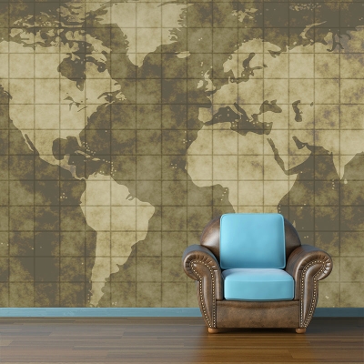 Carta da parati colorata Mappa stampa illustrazione murale moderno resistente alle macchie