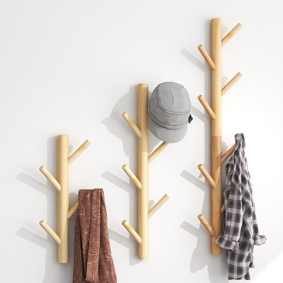 Moderner nordischer Kleiderb&uuml;gel aus Holz f&uuml;r den Eingangsbereich, Wandgarderobenhaken