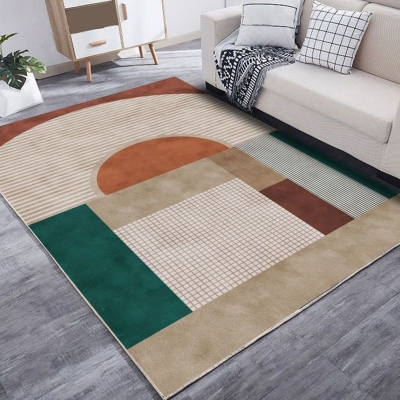 Tappeto beige moderno Tappeto colorato in pezzi Tappeto resistente alle macchie per la decorazione domestica