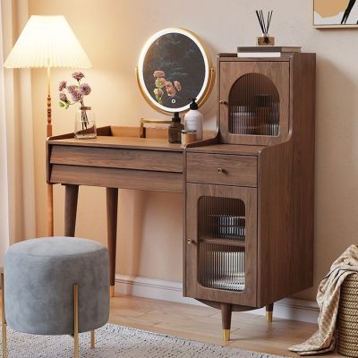 Tavolo da trucco scandinavo in legno massello con cassetti per camera da letto