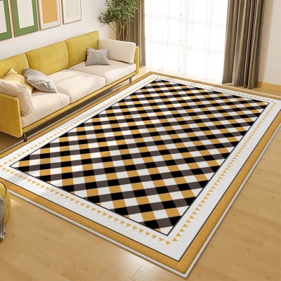 Tappeto moderno arancione Tappeto a quadri in poliestere a motivi Moquette lavabile per la decorazione domestica