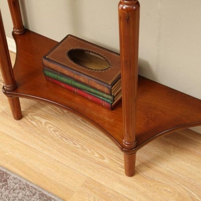 Aufbewahrungs-Halbmond-Konsolentisch aus Holz, Mid-Century Modern-Beistelltisch