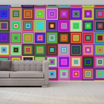 Illustrazione murale resistente alle macchie Murale geometrico contemporaneo per soggiorno