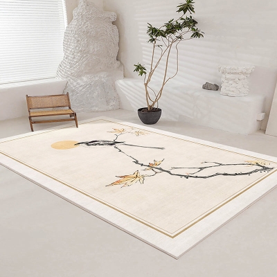 Tappeto moderno beige Tappeto per interni con uccelli in poliestere Tappeto antimacchia per soggiorno