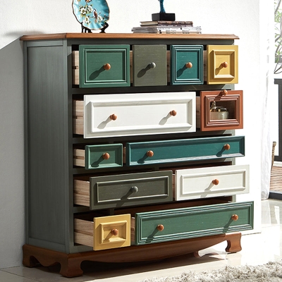 Nautische Aufbewahrungstruhe, Kommode aus massivem Holz mit 7/10/12 Schubladen