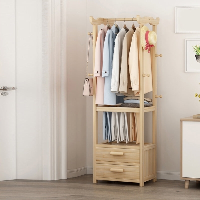 Eingangsbereich-Set, Flur-Baum-Schubladenhaken aus Burlywood-Holz-Kleiderb&uuml;gel