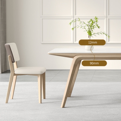 Tavolo da pranzo moderno rettangolare con piano in pietra bianca con 4 piedi