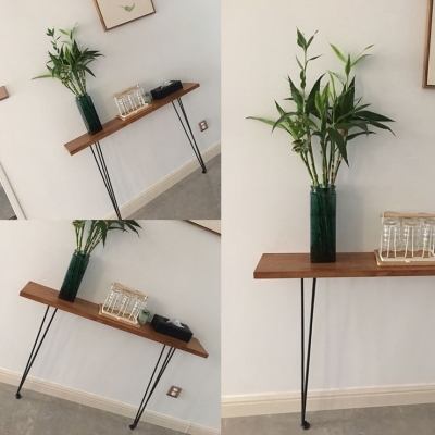 Tavolo consolle alto 80 cm a 1 ripiano Tavolo con accenti in legno con gambe in ferro