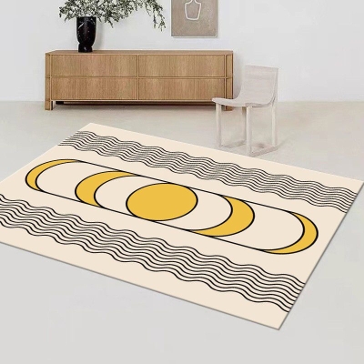Tappeto moderno giallo Tappeto circolare in poliestere Tappeto resistente agli strappi per soggiorno
