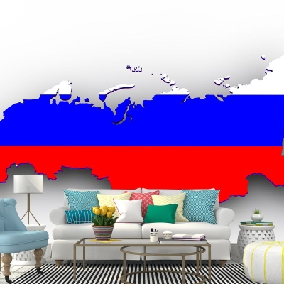 Ilustracja Naklejka ścienna Mapa wsp&oacute;łczesna tapeta z flagą odporną na pleśń