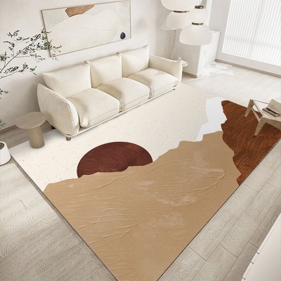Tappeto moderno resistente alle macchie in poliestere a blocchi di colore rosa per la decorazione domestica