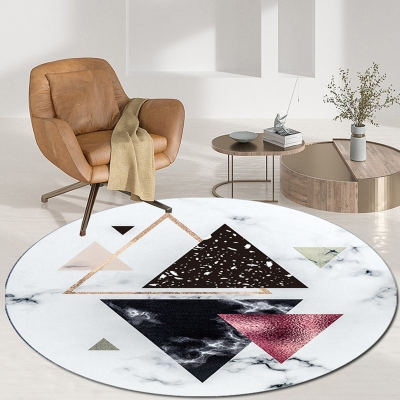 Tappeto con area stampata astratta, poliestere, supporto antiscivolo, tappeto rotondo, moderno, per interni, camera da letto