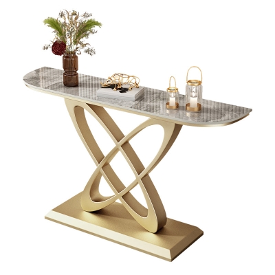 Moderner Konsolen-Akzenttisch, Halbmond-Konsolen-Sofatisch mit antikem Finish