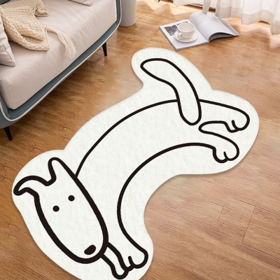 Tappeto moderno bianco Tappeto lavabile in poliestere con motivo cane per la decorazione domestica