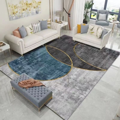 Tappeto in poliestere con area rettangolare, camera da letto, stampa geometrica, retro contemporaneo antiscivolo