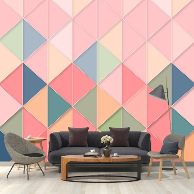 Carta da parati geometrica contemporanea con illustrazione murale resistente alle macchie
