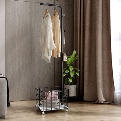 Moderner Flurbaum-Garderobenst&auml;nder aus einfarbigem Metall mit 4 Haken f&uuml;r Schlafzimmer