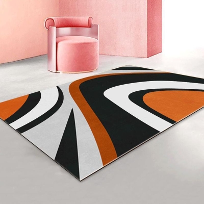 Tappeto moderno blu scuro Tappeto lavabile in poliestere a blocchi di colore per la decorazione domestica