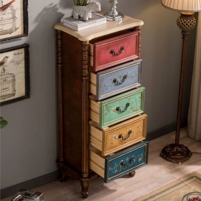 Traditionelle vertikale Dessous-Truhe aus Gummiholz, Bachelor-Truhe f&uuml;r Schlafzimmer