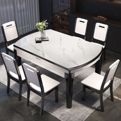 Tavolo da pranzo rotondo moderno allungabile con doppia ribalta per sala da pranzo