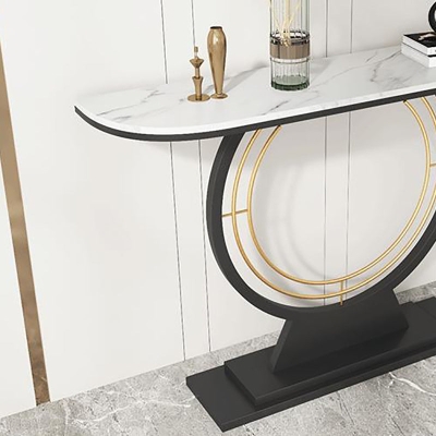 Zeitgen&ouml;ssischer Konsolen-Akzenttisch mit Antik-Finish, halbmondf&ouml;rmige Konsole