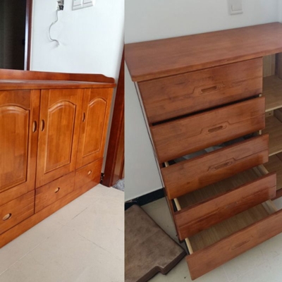 Cassapanca verticale in legno di gomma per camera da letto moderna con cassetti
