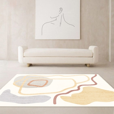 Tappeto moderno a pezzi colorati in poliestere arancione lavabile per la decorazione domestica