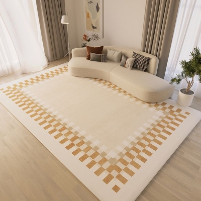 Tappeto beige semplice Tappeto in poliestere Linea Tappeto antimacchia per soggiorno