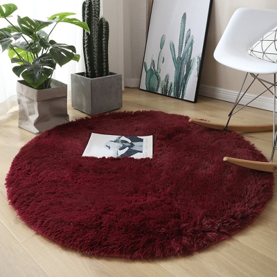 Tappeto minimalista in tinta unita per camera da letto Tappeto rotondo in poliestere per interni