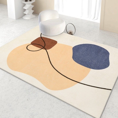 Tappeto moderno beige Tappeto dalla linea irregolare Tappeto lavabile per arredamento casa