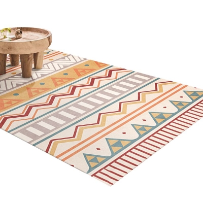 Tappeto moderno arancione Tappeto grafico in poliestere resistente agli strappi per salotto