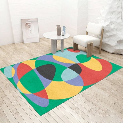 Tappeto moderno verde Tappeto circolare in poliestere Tappeto resistente alle macchie per la decorazione domestica