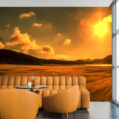 Murales contemporanei di paesaggi fotografici resistenti alla muffa per la casa