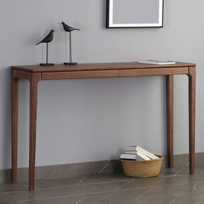 Mid-Century Modern Sofatisch mit 4 Beinen, rechteckiger Konsolentisch aus Walnussholz mit Stauraum